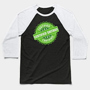 Certified Shitbox - Green Label With Stars And White Text Design Baseball T-Shirt